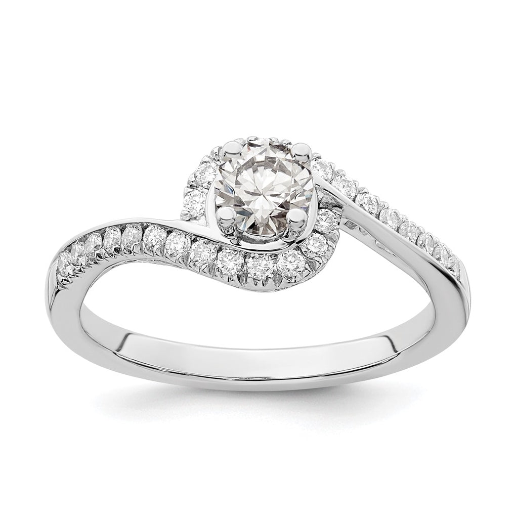 True Origin 14K White Gold 1/4 carat Lab Grown Diamond VS/SI  D E F  Semi Mount Round By-Pass Engagement Ring