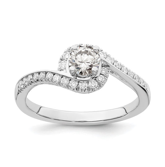 True Origin 14K White Gold 1/4 carat Lab Grown Diamond VS/SI  D E F  Semi Mount Round By-Pass Engagement Ring
