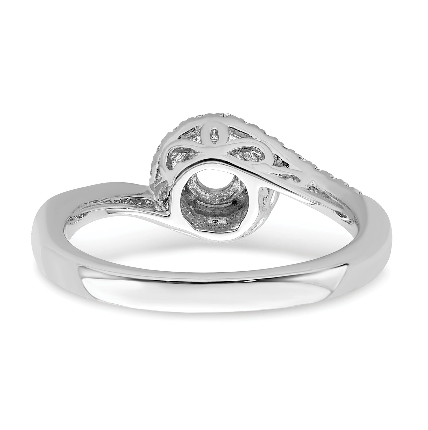 True Origin 14K White Gold 1/4 carat Lab Grown Diamond VS/SI  D E F  Semi Mount Round By-Pass Engagement Ring, 8 mm