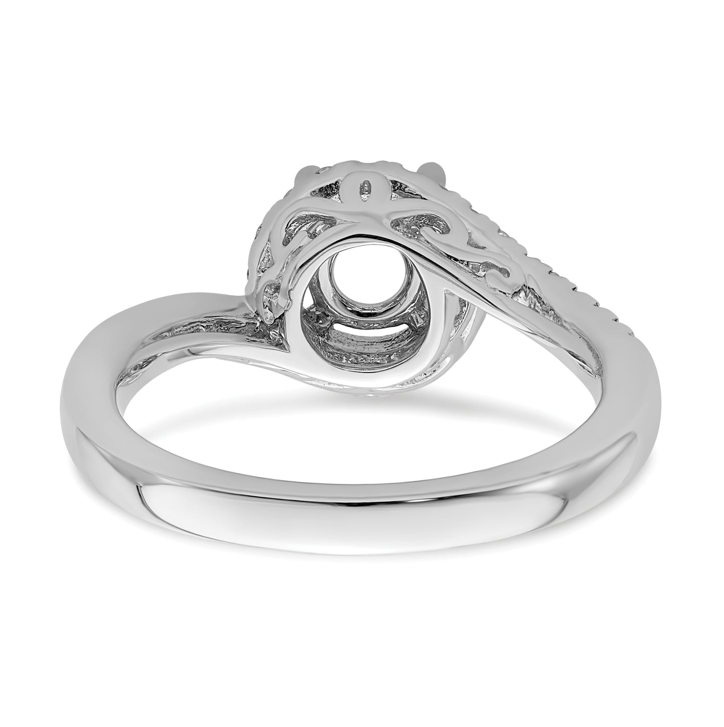 14k White Gold By-Pass (Holds 3/4 carat (5.8mm) Round Center) 1/3 carat Diamond Semi-mount Engagement Ring