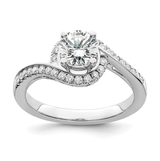 14k White Gold By-Pass (Holds 3/4 carat (5.8mm) Round Center) 1/3 carat Diamond Semi-mount Engagement Ring