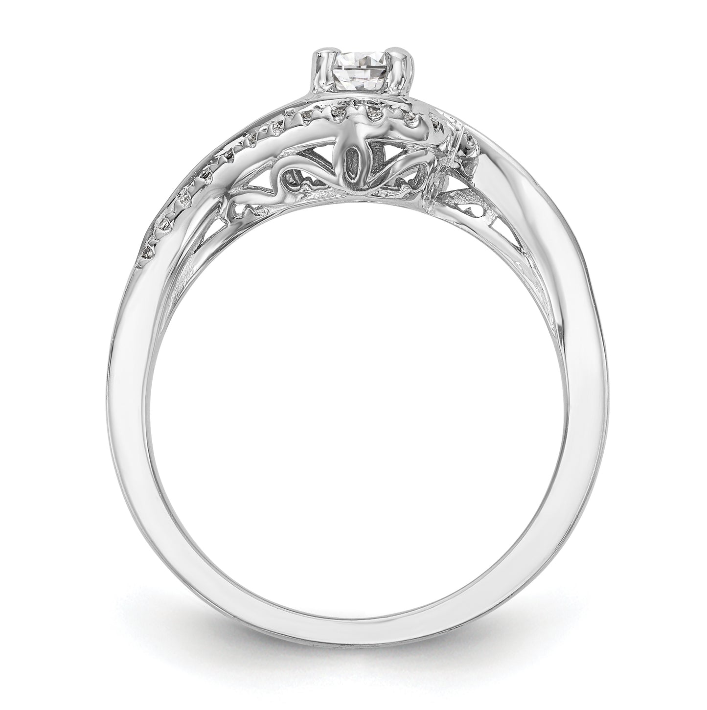True Origin 14K White Gold 1/3 carat Lab Grown Diamond VS/SI  D E F  Semi Mount Round By-Pass Engagement Ring