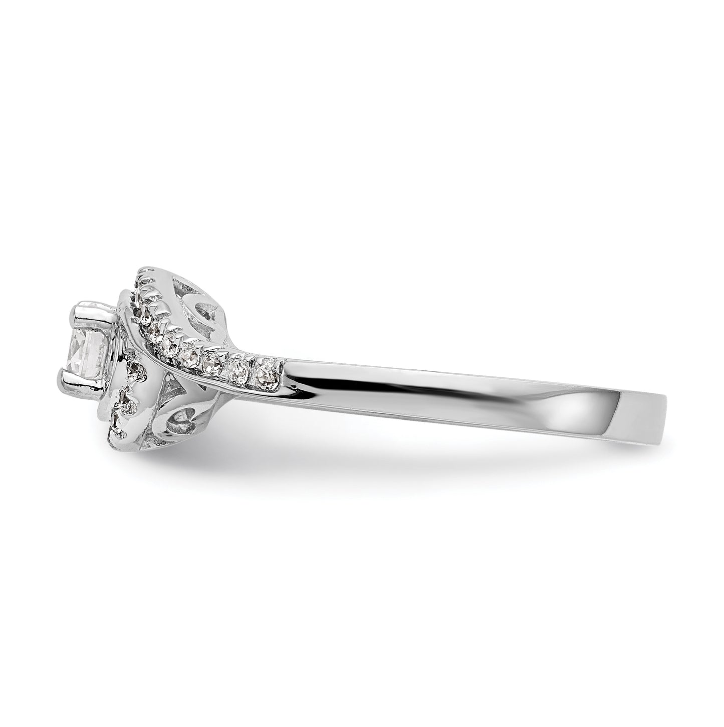 True Origin 14K White Gold 1/3 carat Lab Grown Diamond VS/SI  D E F  Semi Mount Round By-Pass Engagement Ring