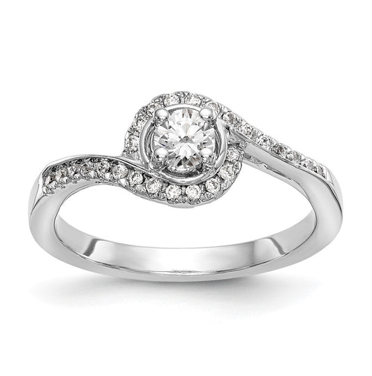 14k White Gold By-Pass (Holds 1 carat (6.5mm) Round Center) 1/3 carat Diamond Semi-mount Engagement Ring