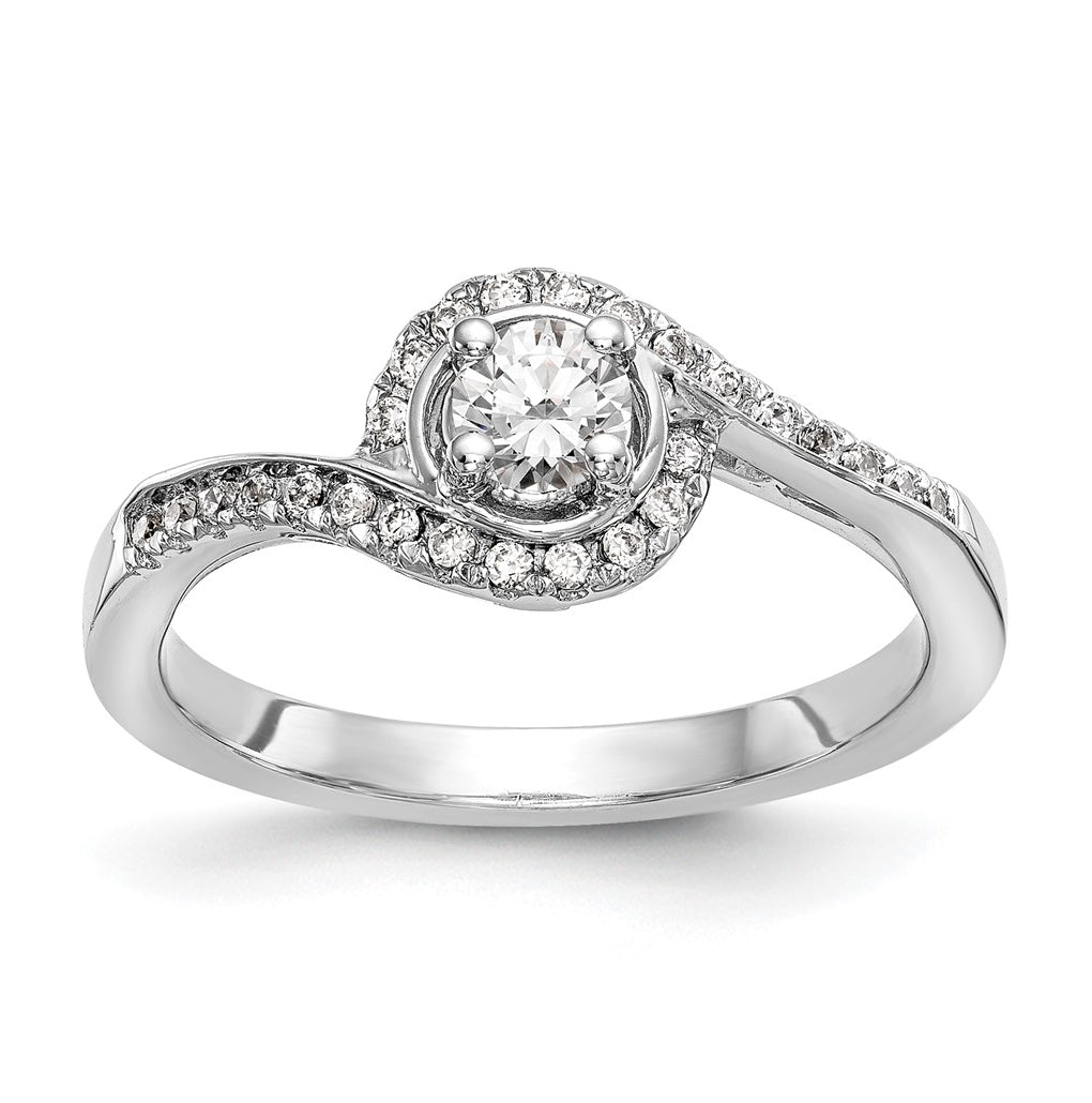 True Origin 14K White Gold 1/3 carat Lab Grown Diamond VS/SI  D E F  Semi Mount Round By-Pass Engagement Ring