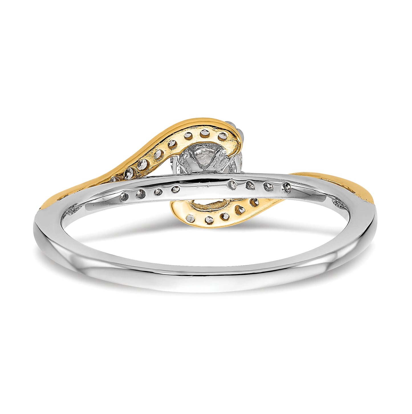 14k Two-tone By-Pass (Holds 1/3 carat (4.5mm) Round Center)  1/6 carat Diamond Semi-mount Engagement Ring