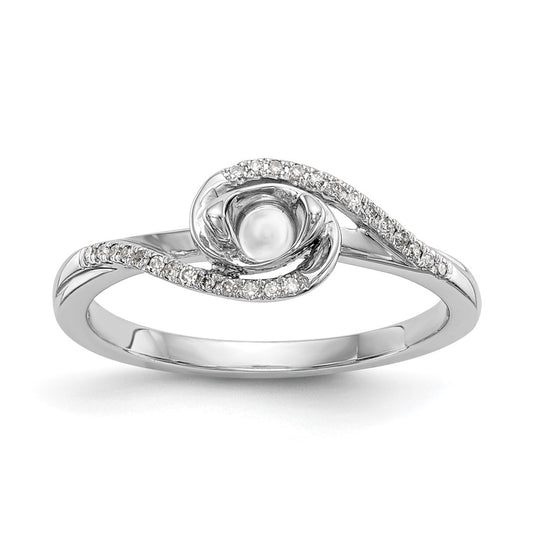 14k White Gold By-Pass (Holds 1/6 carat (3.6mm) Round Center) 1/15 carat Diamond Semi-mount Engagement Ring