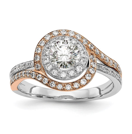 14k Two-tone Diamond Round Semi-mount By-Pass Engagement Ring