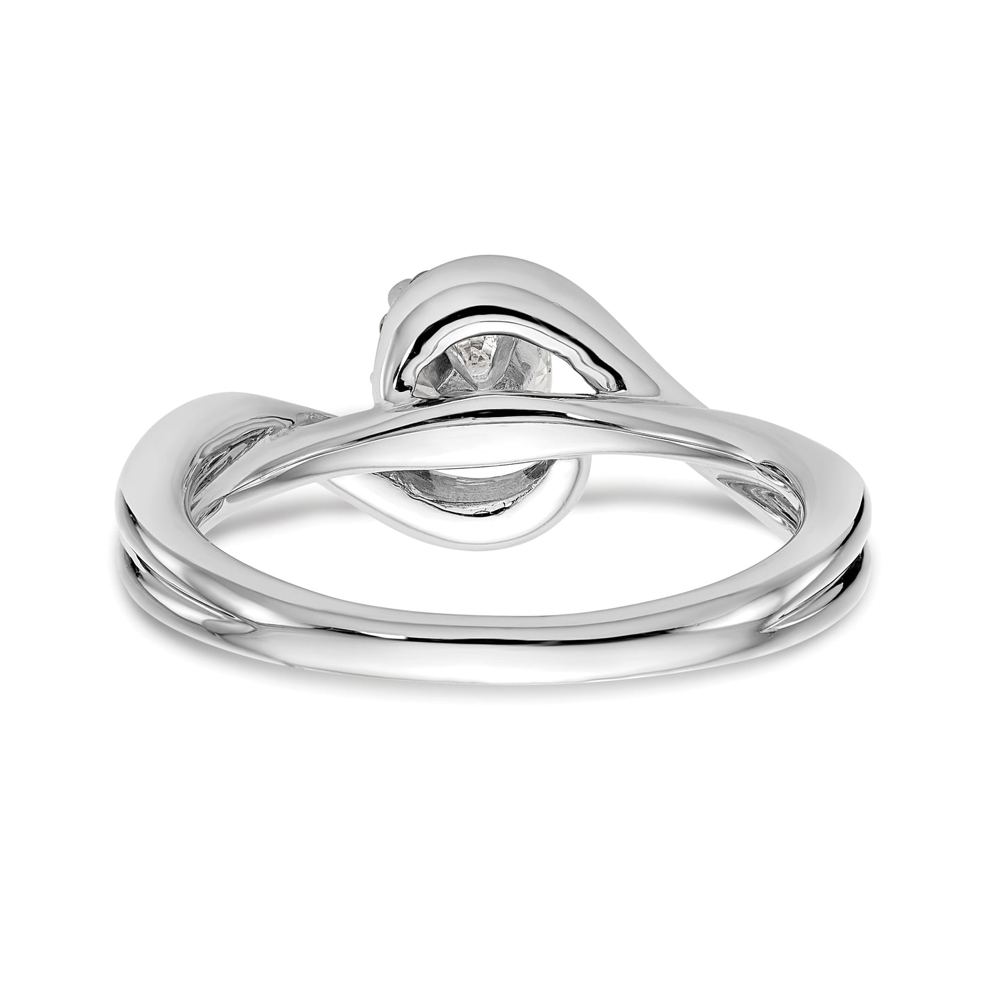 14k White Gold By-Pass Peg Set 1/10 carat Diamond Semi-mount Engagement Ring