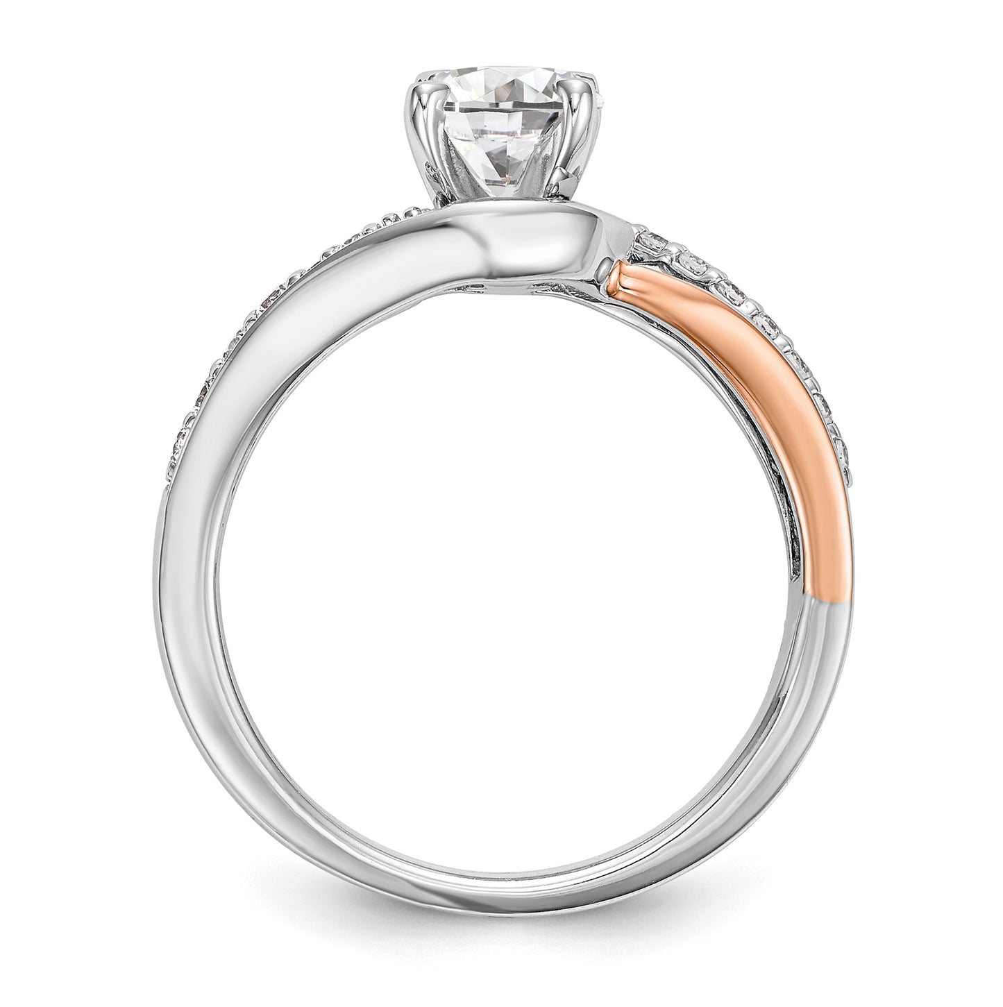 14k Two-tone By-Pass Peg Set 1/5 ct Diamond Semi-mount Engagement Ring