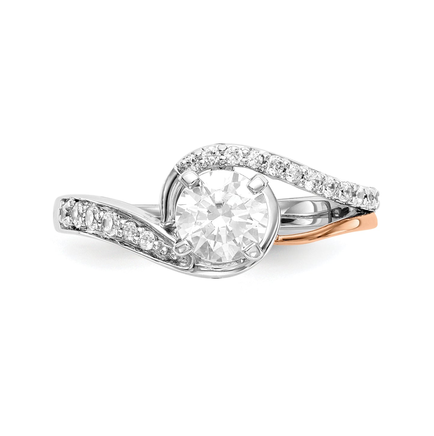 14k Two-tone By-Pass Peg Set 1/5 ct Diamond Semi-mount Engagement Ring