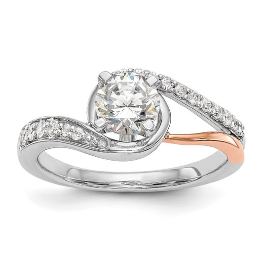 14k Two-tone By-Pass Peg Set 1/5 ct Diamond Semi-mount Engagement Ring