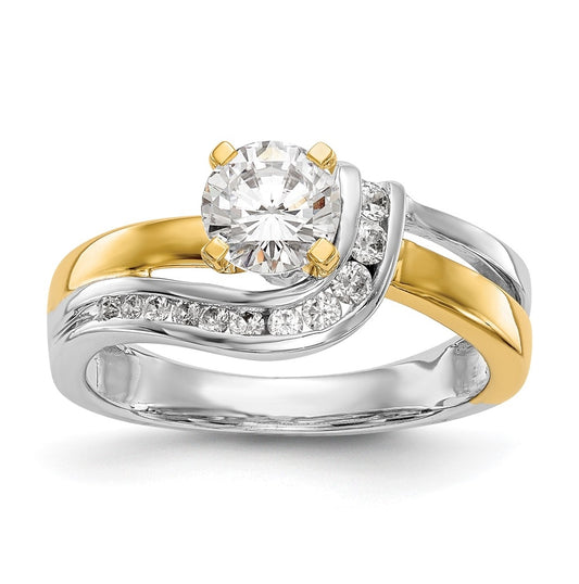 14k Two-tone By-Pass Peg Set 1/5 carat Diamond Semi-mount Engagement Ring