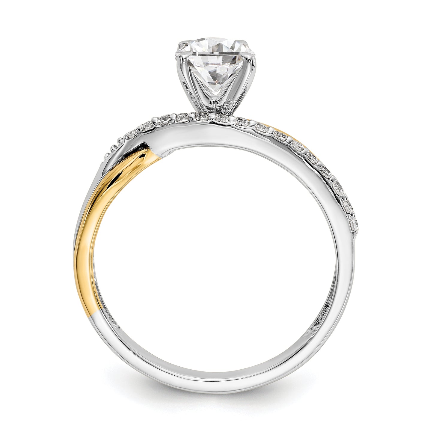 14k Two-tone By-Pass Peg Set 1/8 carat Diamond Semi-mount Engagement Ring