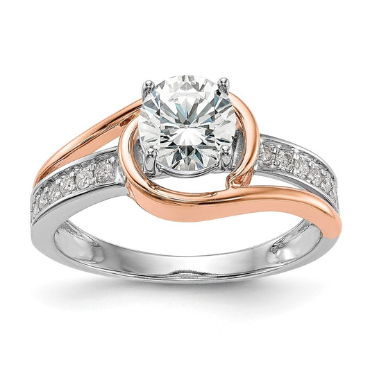 14k Two-tone By-Pass Peg Set 1/5ct Diamond Semi-mount Engagement Ring
