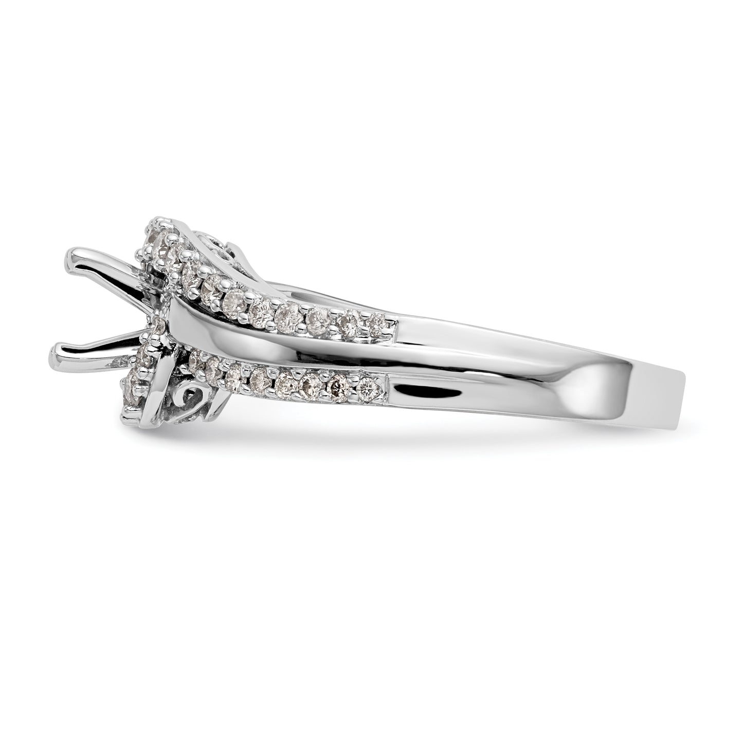 14k Two-tone By-Pass Peg Set 3/8 carat Diamond Semi-mount Engagement Ring