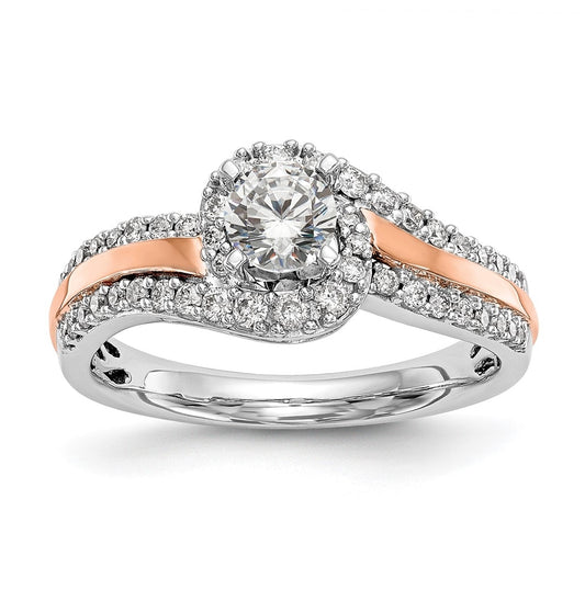 14k Two-tone By-Pass Peg Set 3/8 carat Diamond Semi-mount Engagement Ring