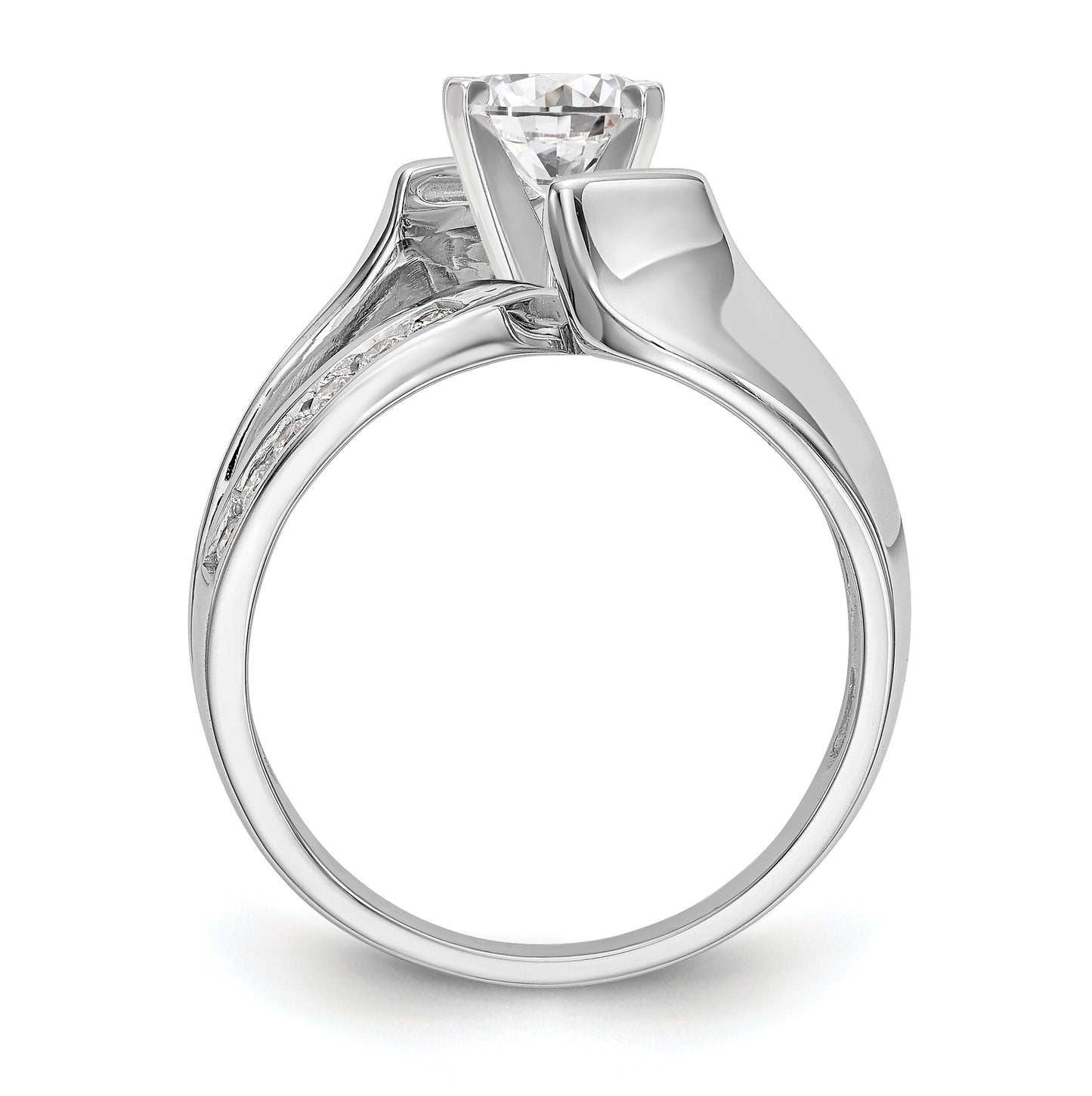 14k White Gold By-Pass Peg Set 1/5 carat Diamond Semi-mount Engagement Ring