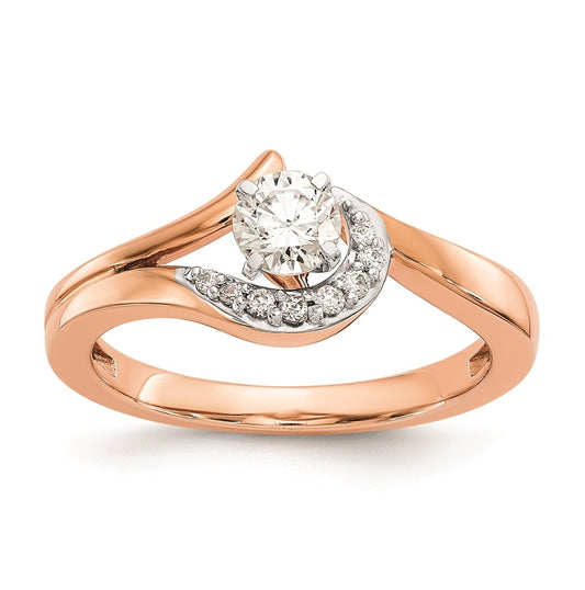 10K Rose Gold Peg Set Bypass 1/20 carat Diamond Semi-mount Engagement Ring