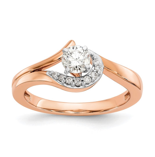 14k Rose Gold By-Pass Peg Set 1/20 carat Diamond Semi-mount Engagement Ring