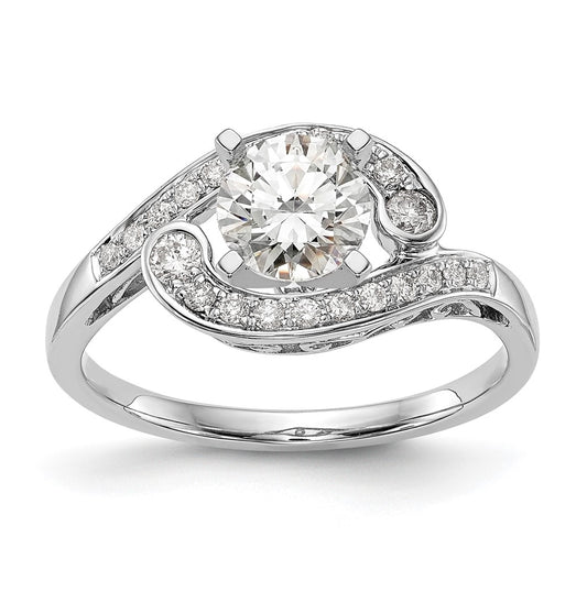 14k White Gold By-Pass Peg Set 1/4 carat Diamond Semi-mount Engagement Ring