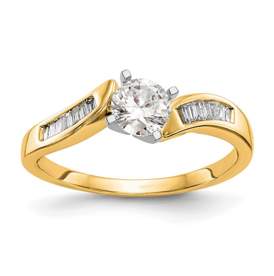 14k Yellow Gold Peg Set Diamond Semi-mount By-Pass Engagement Ring