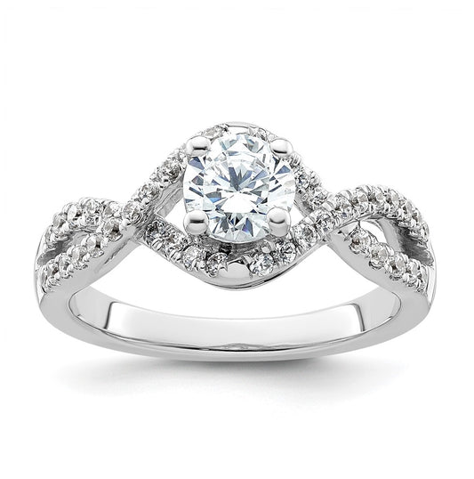 14k White Gold Criss-Cross (Holds 3/4 carat (5.8mm) Round Center) 3.8 carat Diamond Semi-mount Engagement Ring