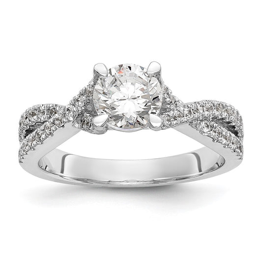14k White Gold Criss-Cross (Holds 3/4 carat (5.8mm) Round Center) 3/8 carat Diamond Semi-mount Engagement Ring