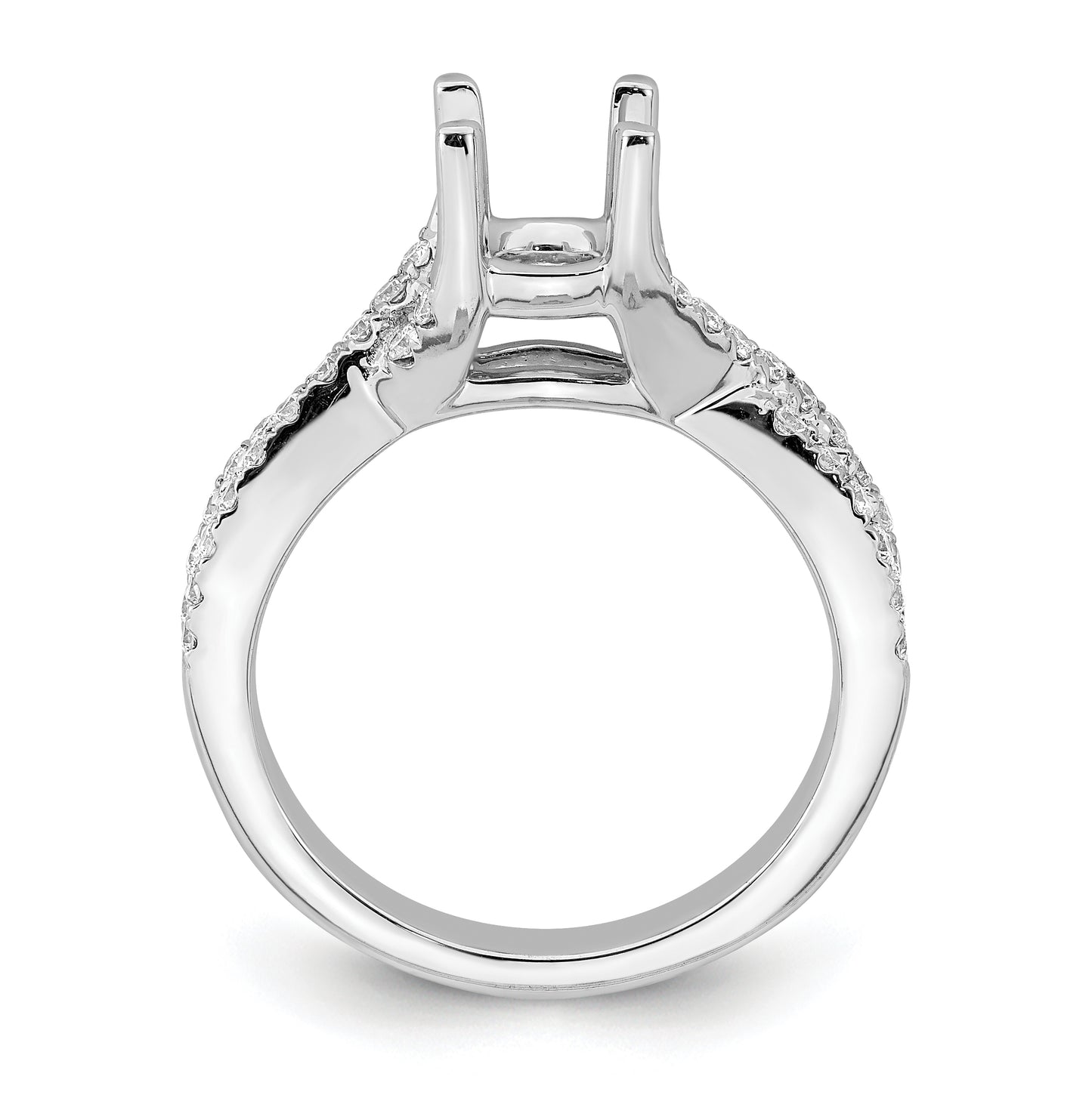 True Origin 14K White Gold 3/8 carat Lab Grown Diamond VS/SI  D E F  Semi Mount Round By-Pass Engagement Ring