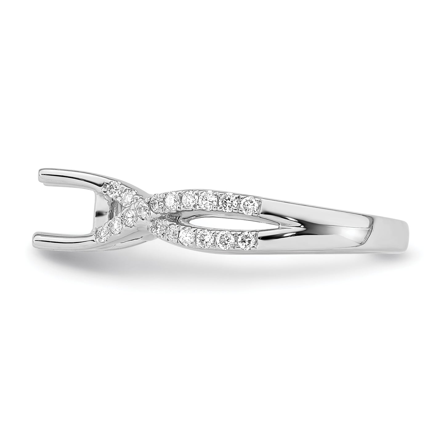 True Origin 14K White Gold 3/8 carat Lab Grown Diamond VS/SI  D E F  Semi Mount Round By-Pass Engagement Ring