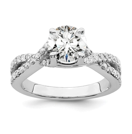 True Origin 14K White Gold 3/8 carat Lab Grown Diamond VS/SI  D E F  Semi Mount Round By-Pass Engagement Ring