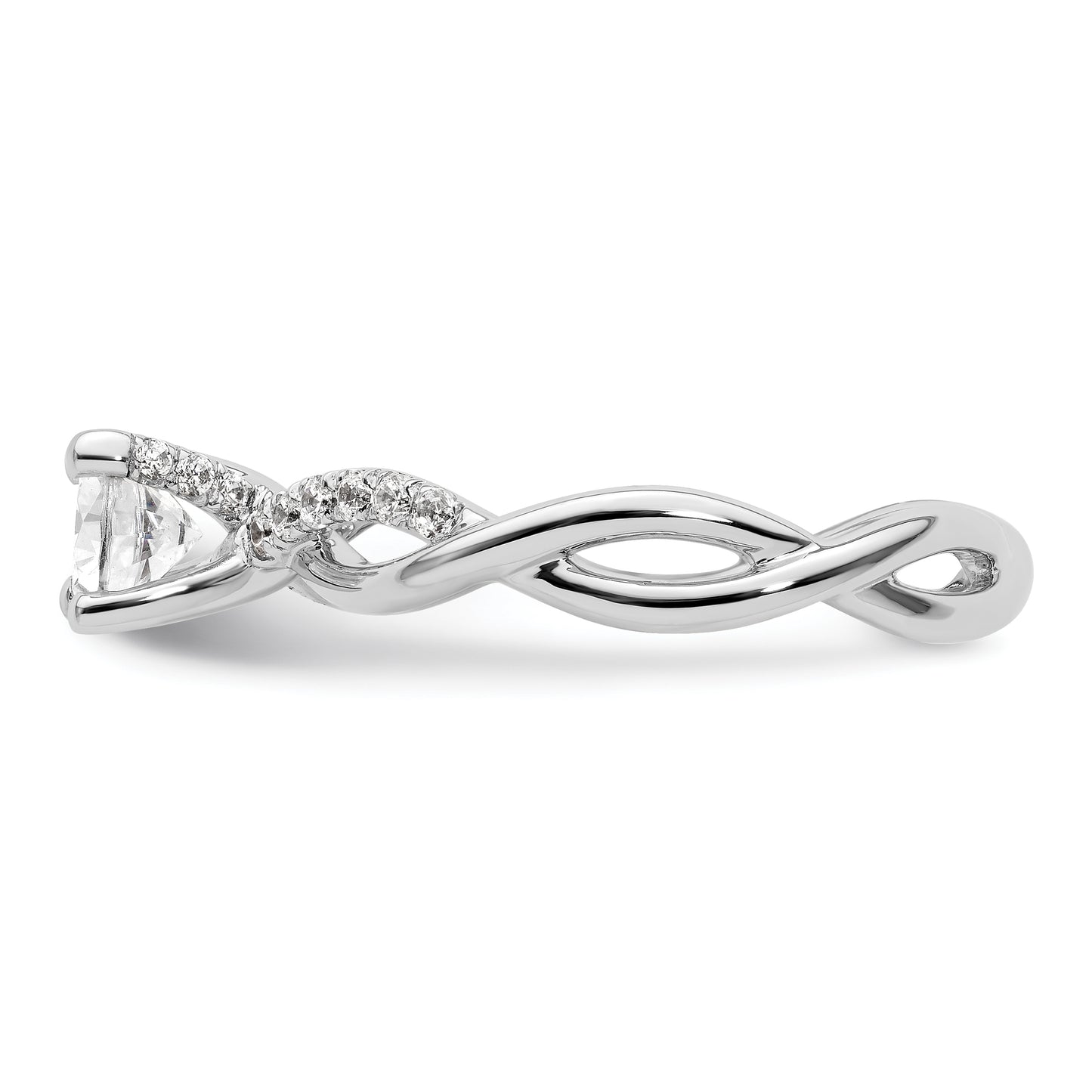 14k White Gold Criss-Cross (Holds 3/4 carat (5.8mm) Round Center) 1/5 carat Diamond Semi-mount Engagement Ring