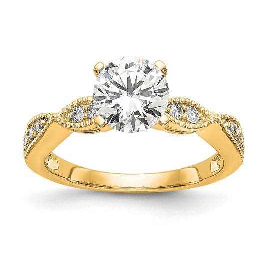 14k Yellow Gold Diamond Round Semi-mount Criss-Cross Engagement Ring