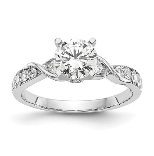 14k White Gold Criss-Cross Peg-Set 3/8 carat Diamond Semi-mount Engagement Ring
