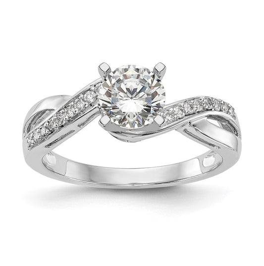 14k White Gold Criss-Cross Peg Set 1/6 carat Diamond Semi-mount Engagement Ring,  2.1 to 4.0 mm (tapered)
