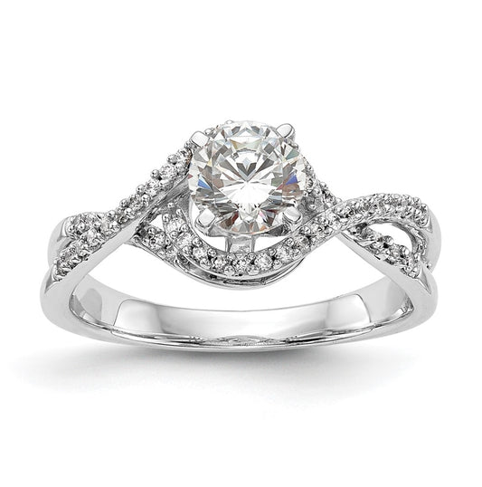 14k White Gold Criss-Cross Peg Set 1/6 carat Diamond Semi-mount Engagement Ring,  2.3 to 3.7 mm (tapered)