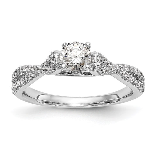 14k White Gold Criss-Cross Peg Set 1/4 carat Diamond Semi-mount Engagement Ring