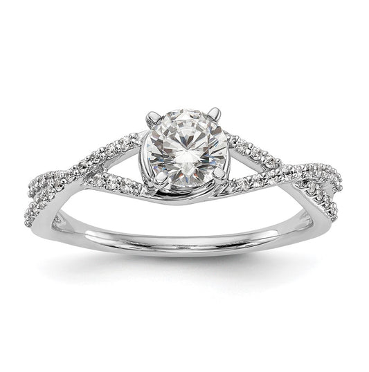 14k White Gold Criss-Cross Peg Set 1/6 carat Diamond Semi-mount Engagement Ring