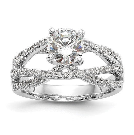 14k White Gold Criss-Cross Peg Set 3/8 carat Diamond Semi-mount Engagement Ring,  2.5 to 7.6 mm (tapered)