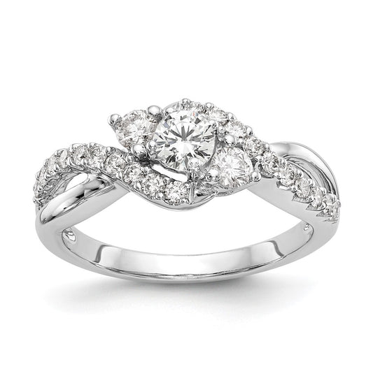 14k White Gold Criss-Cross Peg Set 1/2 carat Diamond Semi-mount Engagement Ring