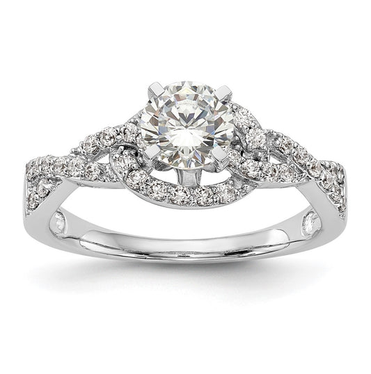 14k White Gold Criss-Cross Peg Set 1/3 carat Diamond Semi-mount Engagement Ring
