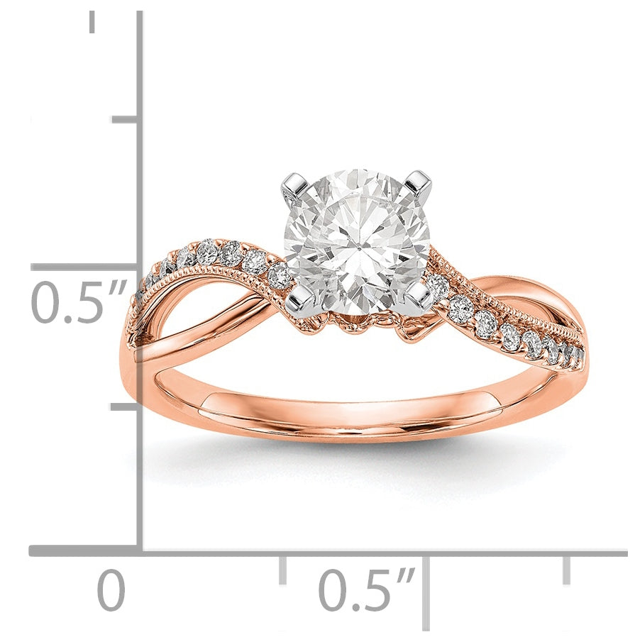 14k Rose Gold Peg Set Dia Semi-mount Criss-Cross Eng Ring