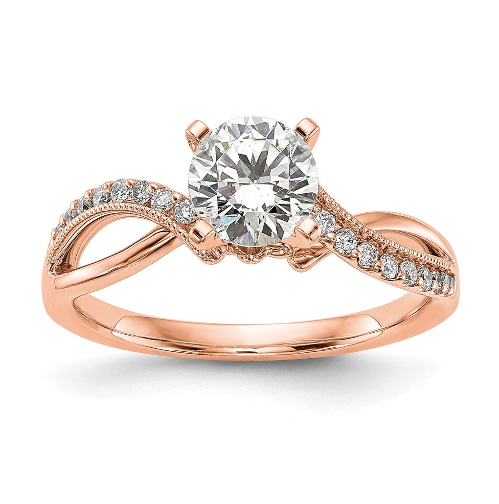 14k Rose Gold Peg Set Dia Semi-mount Criss-Cross Eng Ring