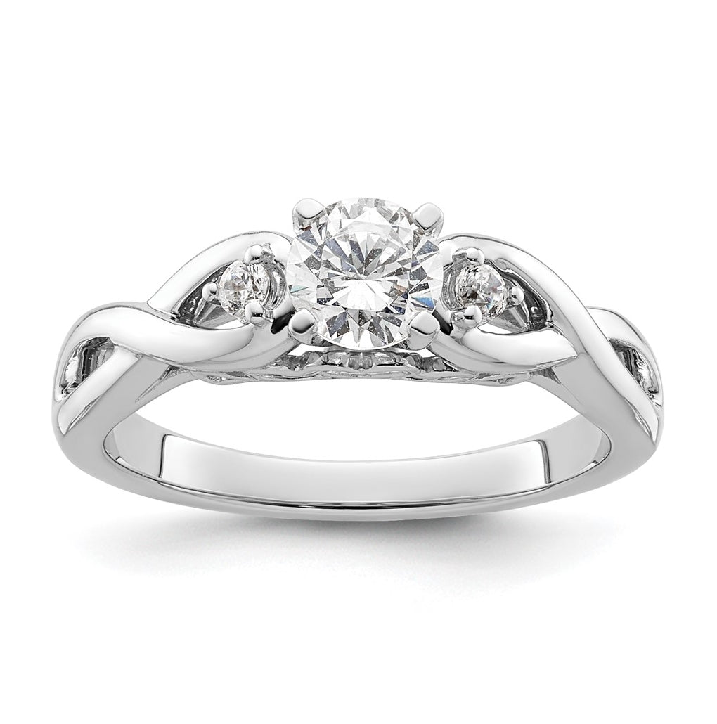14k White Gold Infinity Peg Set 1/20 carat Diamond Semi-mount Engagement Ring
