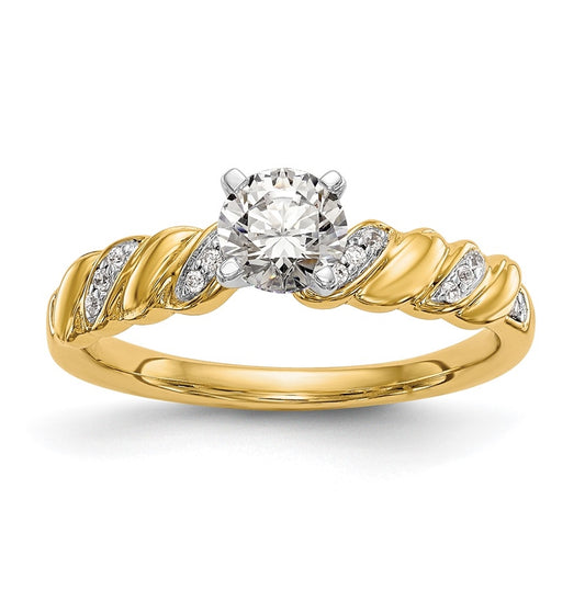 14K Yellow Gold Twist Peg Set 1/20 carat Diamond Semi-mount Engagement Ring