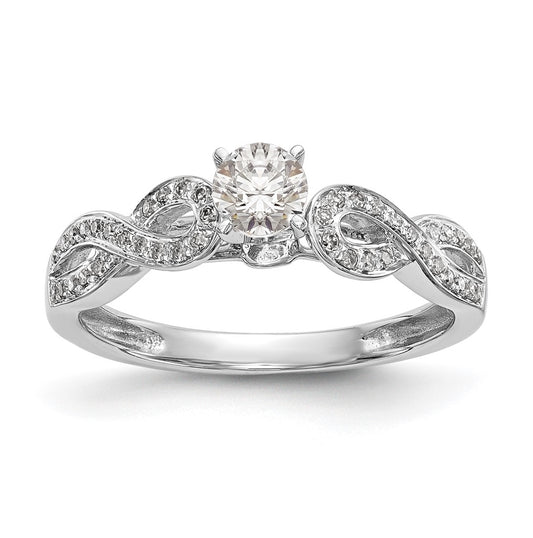 14k White Gold Criss-Cross Peg Set 1/8 carat Diamond Semi-mount Engagement Ring
