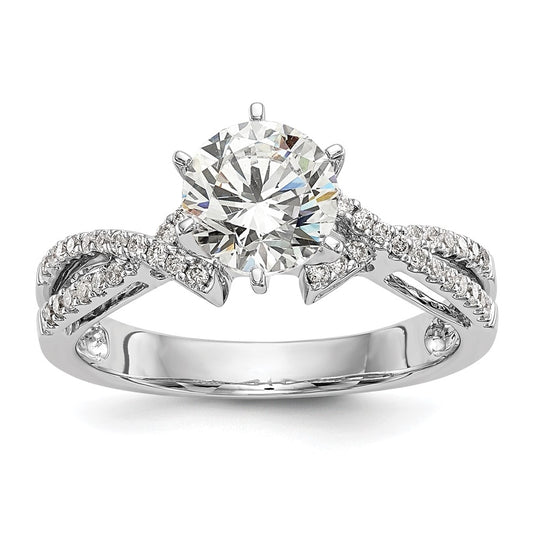 14k White Gold Criss-Cross Peg Set 1/5 carat Diamond Semi-mount Engagement Ring