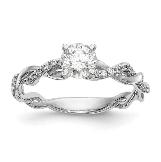 14k White Gold Criss-Cross Peg Set 1/10 carat Diamond Semi-mount Engagement Ring