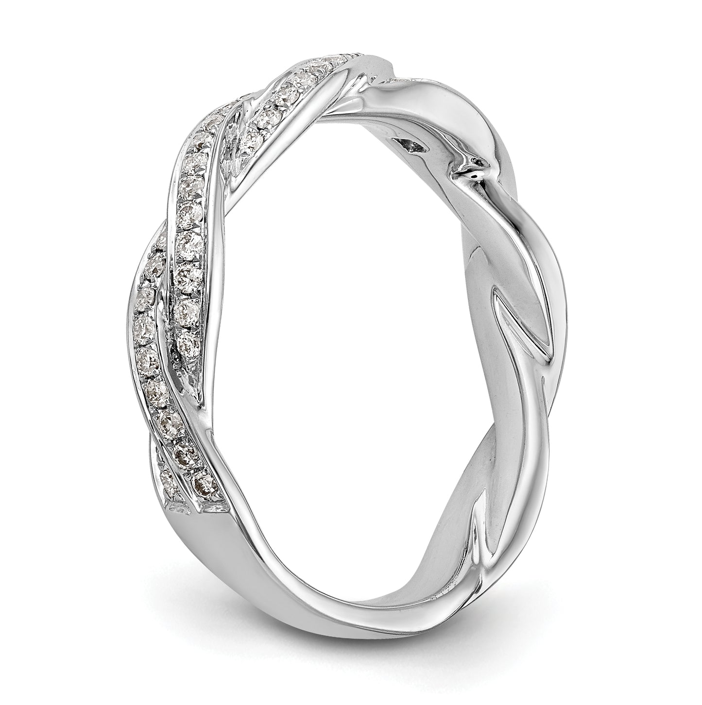 14k White Gold Criss-Cross Peg Set 3/8 carat Diamond Semi-mount Engagement Ring,  2.7 to 3.8 mm (tapered)