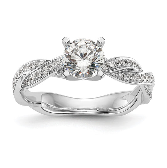 14k White Gold Criss-Cross Peg Set 3/8 carat Diamond Semi-mount Engagement Ring,  2.7 to 3.8 mm (tapered)